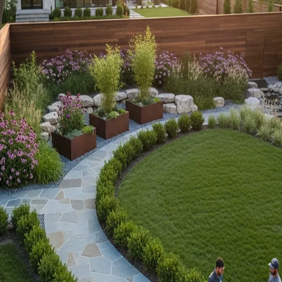 Layered planting landscaping project example